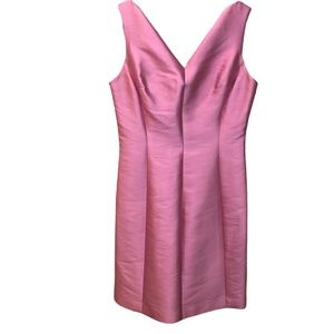 Rickie Freeman for Teri Jon || Pink Silk Sleeveless Midi Dress